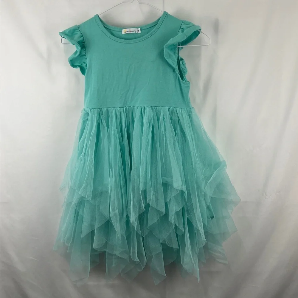 Girl’s Tutu Dress - 2 Pack - Pink Rainbow Bunny - Mint Green - Size 8